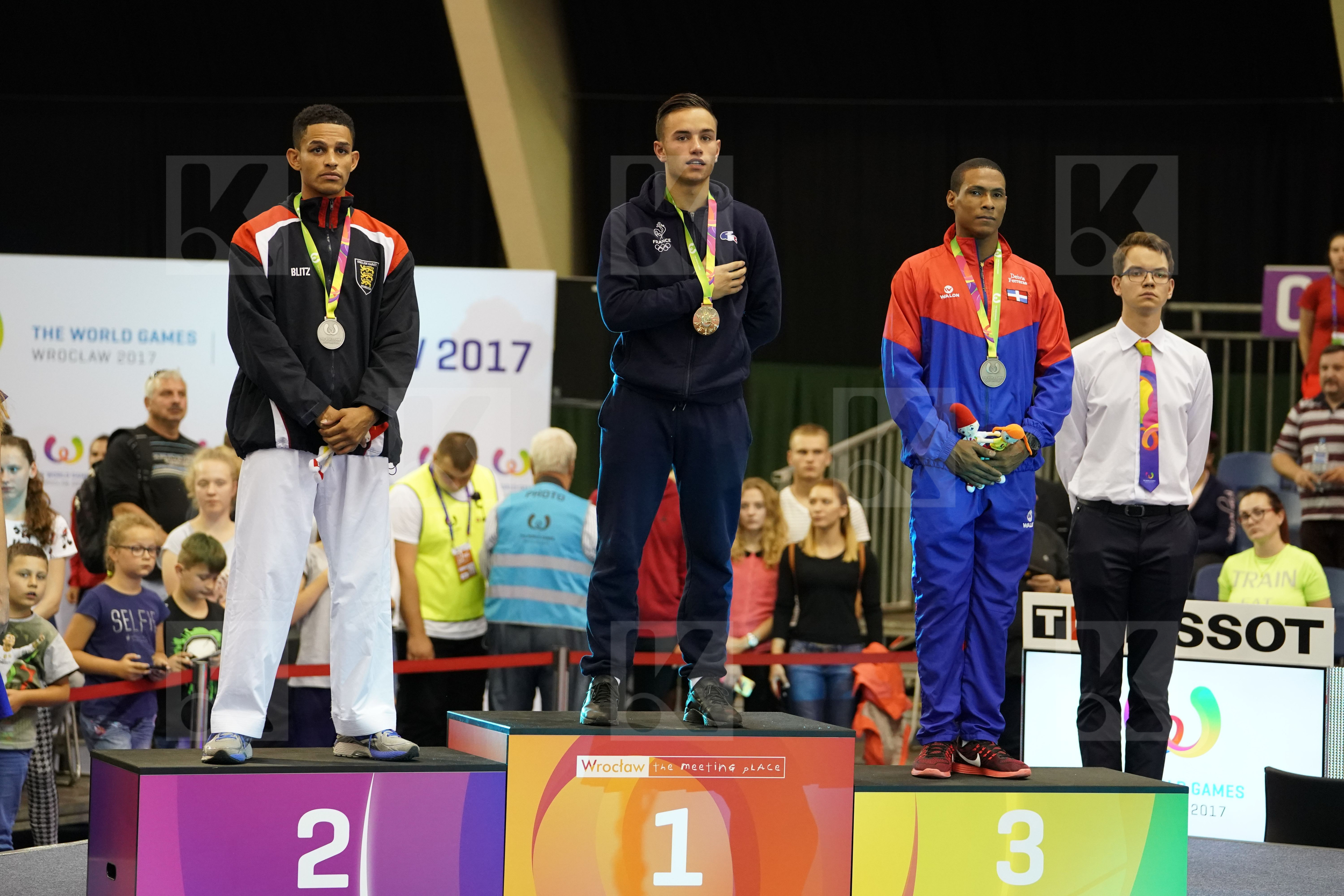 Dacosta Steven Dominican republic England Ferreras Deivis France Male Kumite -67kg podium Thomas Jordan